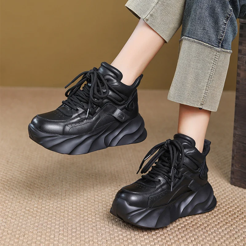 Yyvonne Time 138] Head-Level Cowfum Old Dad Shoes Women's Autumn Light Sports Leisure Single Shoes Small Heightening Women's Shoes