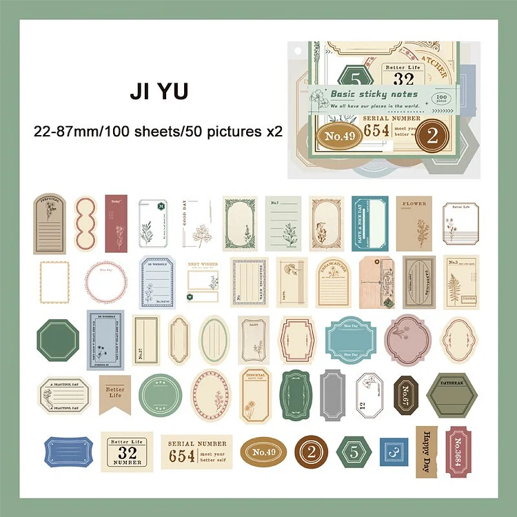 JOURNALSAY 100 Sheets INS Vintage Border Journal Material Pack Cute Landscape
