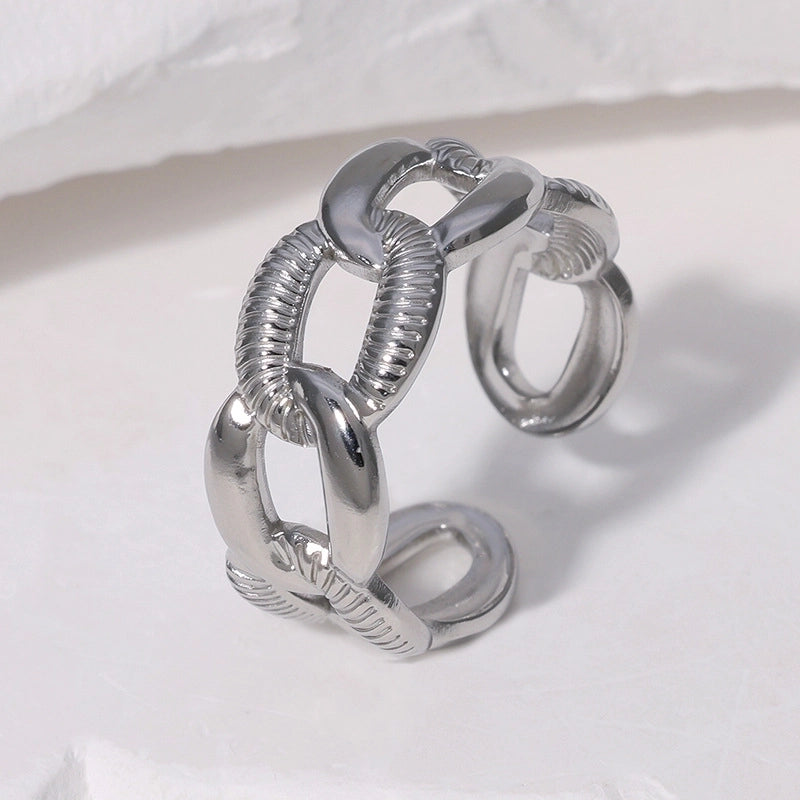 304 Stainless Steel 18K Gold Plated Minimalist Plating Solid Color Open Rings