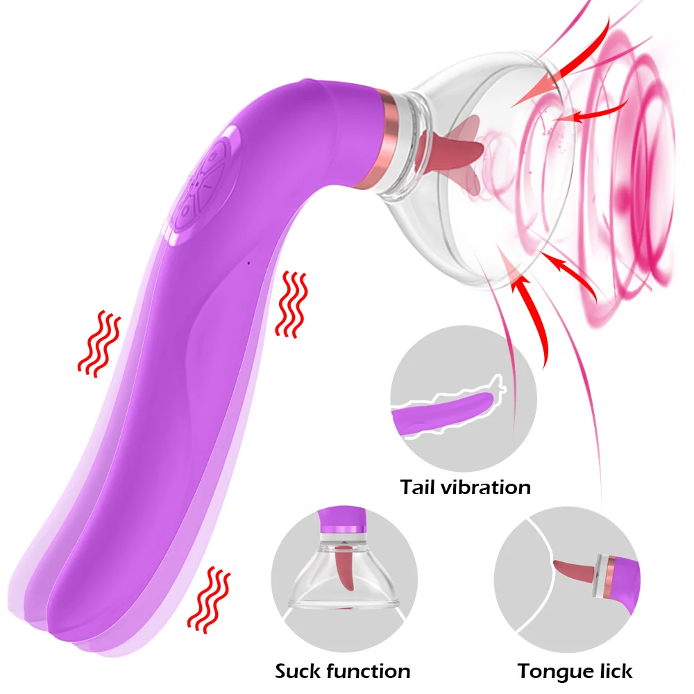 Clitoral Sucking Tongue Vibrator with 8 Sucking Modes and 5 Licking Modes - Rose Toy
