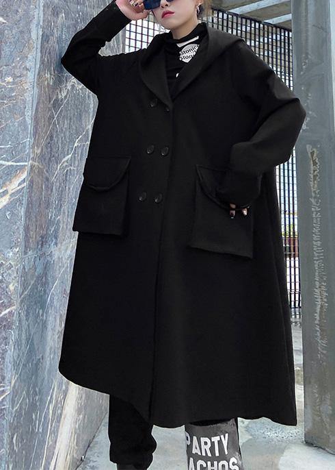 VCSHOES black outwear coat hooded double breast fall outwears