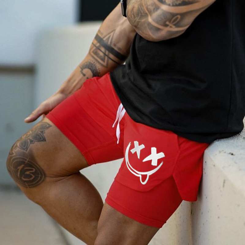 Men's Casual Sports Fitness Double Layer Shorts