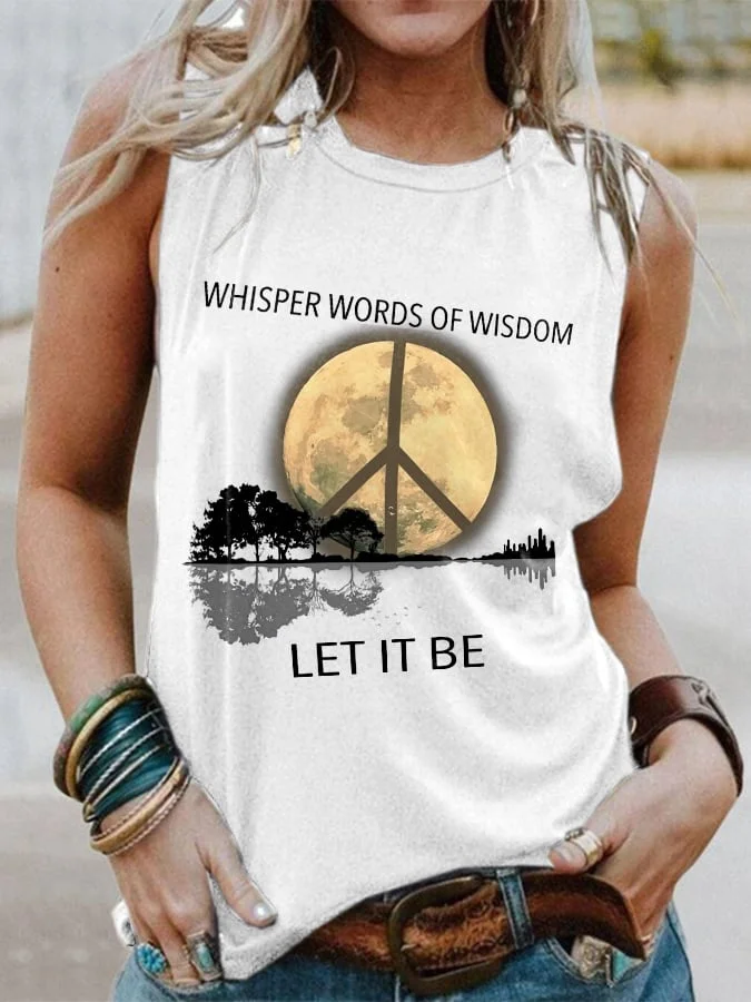 Hippie Guitar Lake Whisper Words Of Wisdom Let It Be Print Tank Top