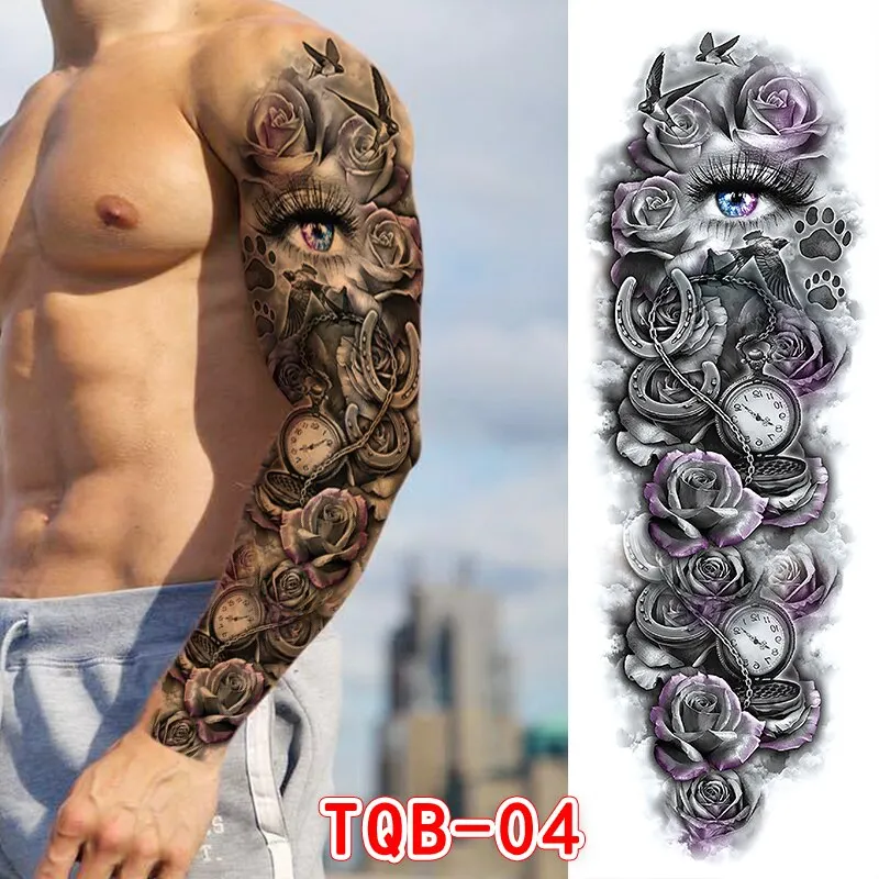 Sdrawing Temporari Tattoo Sticker for Men Death Skull Henna Skeleton King Animal Arm Leg Tatoo Pattern Fake Tattoo for Woman