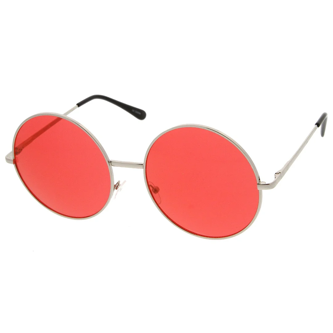 Super Oversize Slim Temple Colorful Lens Round glasses 61mm