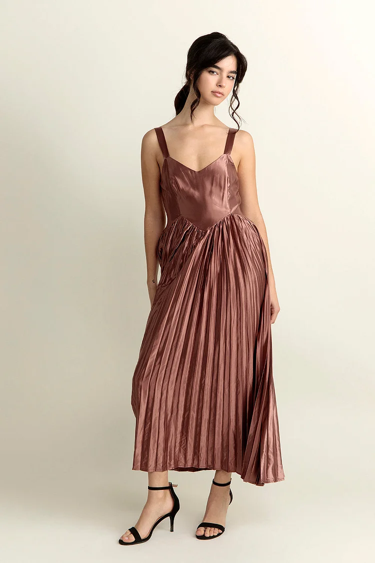 Anaisa Bronze Pleated Dress