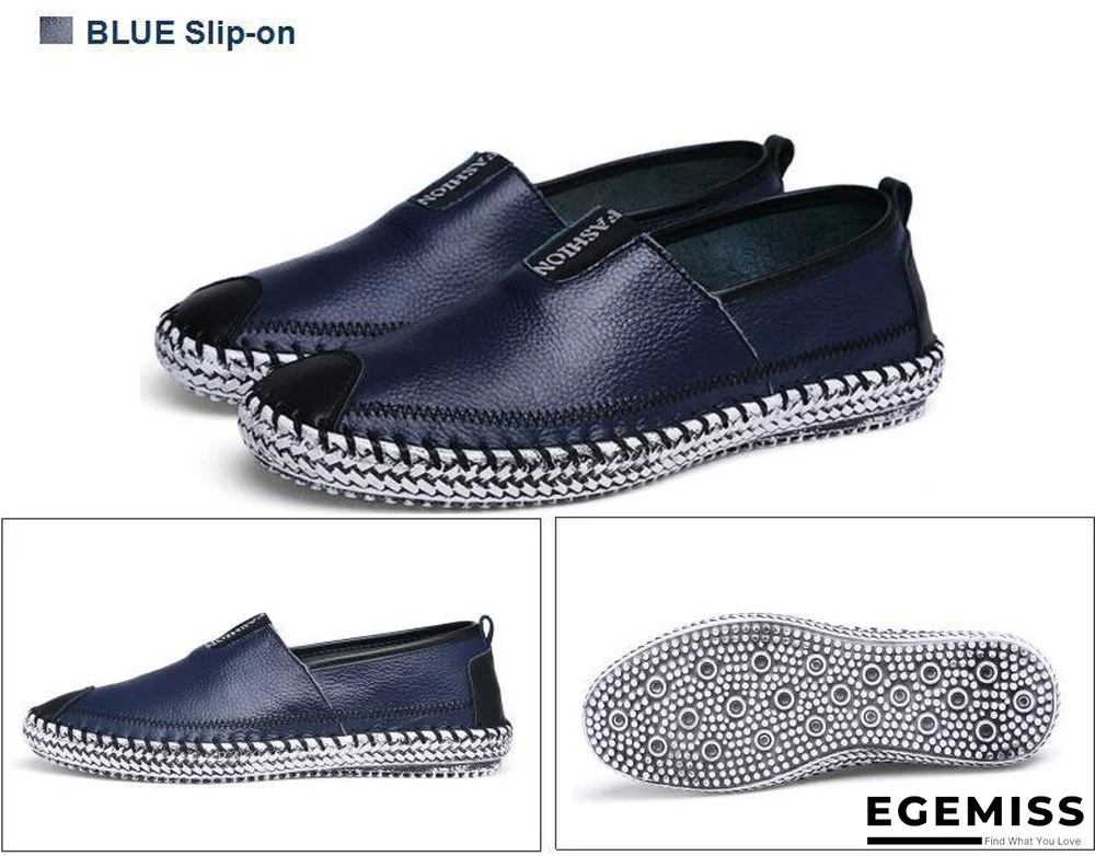 Men Breathable Comfortable Split Leather Men Loafers Flats Casual Shoes | EGEMISS