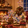 DIY Diamond Painting Wooden Christmas Tree Topper Star With Light, Double Side Drills,Holiday Tree Top Decoration with Spring Base, Removable Tabletop Christmas Decor