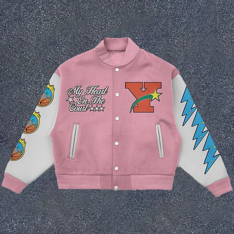 Preppy Fashion Printed Baseball Jacket