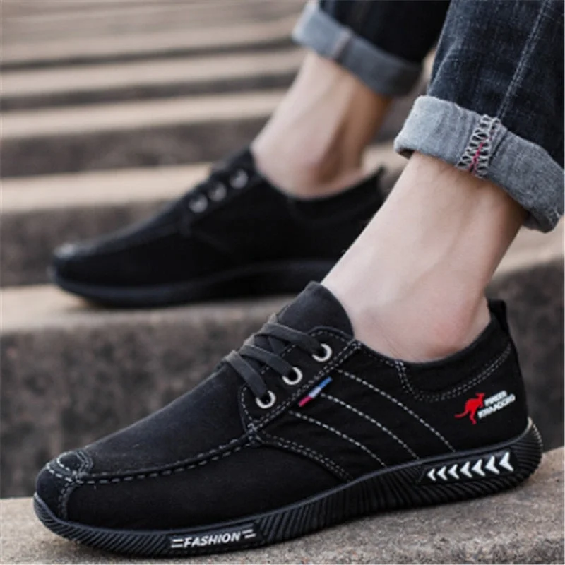 Fashion Men Canvas Shoes Male Summer Casual Denim Shoes Mens Sneakers Slip On Loafers Driving Moccasin Chaussure Homme Black789