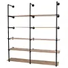[US Local Warehouse] Industrial Pipe Shelf 5 Tier 72 Inch Industrial Wall Shelves with Solid Wood Plank Pipe Shelving Wall Mounted for Kitchen and Bar Shelving