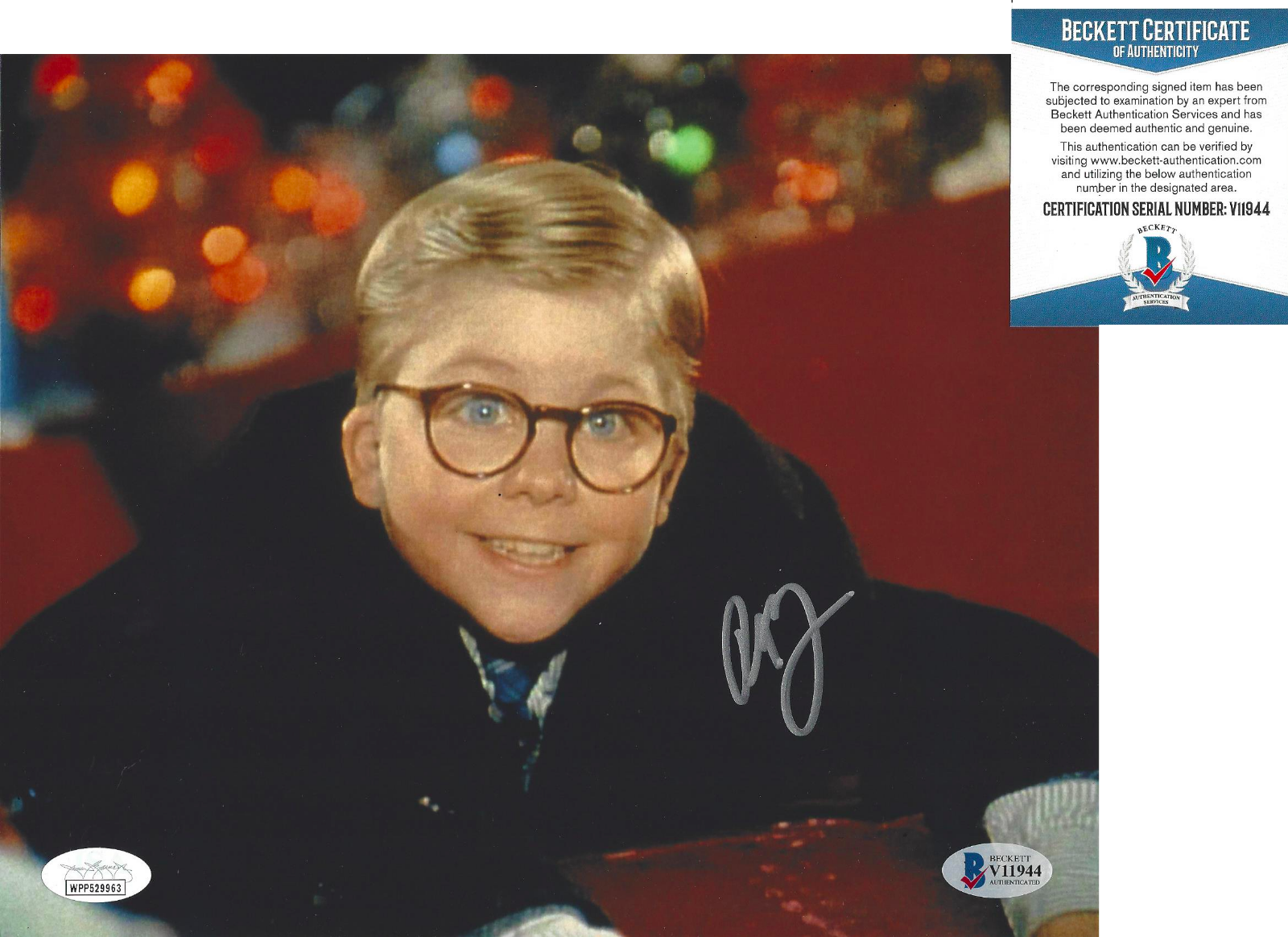 PETER BILLINGSLEY SIGNED A CHRISTMAS STORY RALPHIE 8x10 Photo Poster painting JSA BAS BECKETT