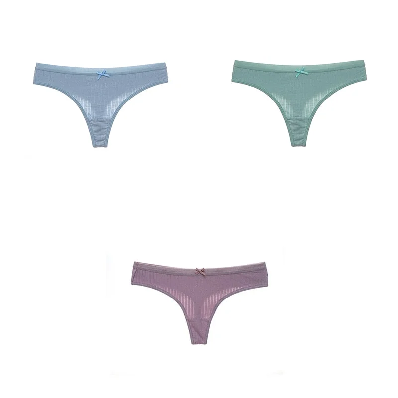 3PCS/Set G-string Panties Cotton Women's Underwear Sexy Pantie Female Underpants Thong Solid Color Panty Lingerie M-XL Hot Sale