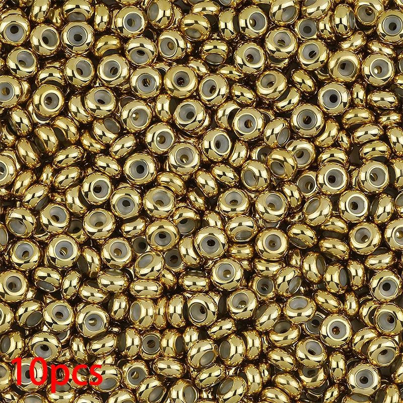 10 PCS/Package Diameter 10mm Diameter 6 Mm Diameter 8mm 304 Stainless Steel Solid Color Polished Beads Spacer Bars Jewelry Accessories