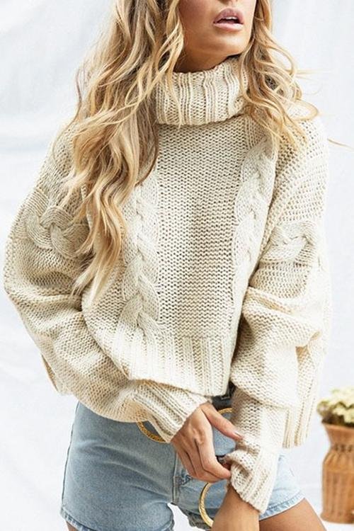 High Collar Solid Color Bat Sweater - Shop Trendy Women's Clothing | LoverChic