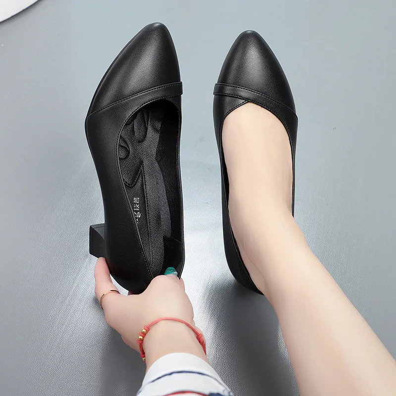 Breakj Breakj Sole Comfortable Flight Attendant Working Shoes Women's Black Professional Heel Mom Shoes Single-Mouthed Shoes Round Scalp Shoes