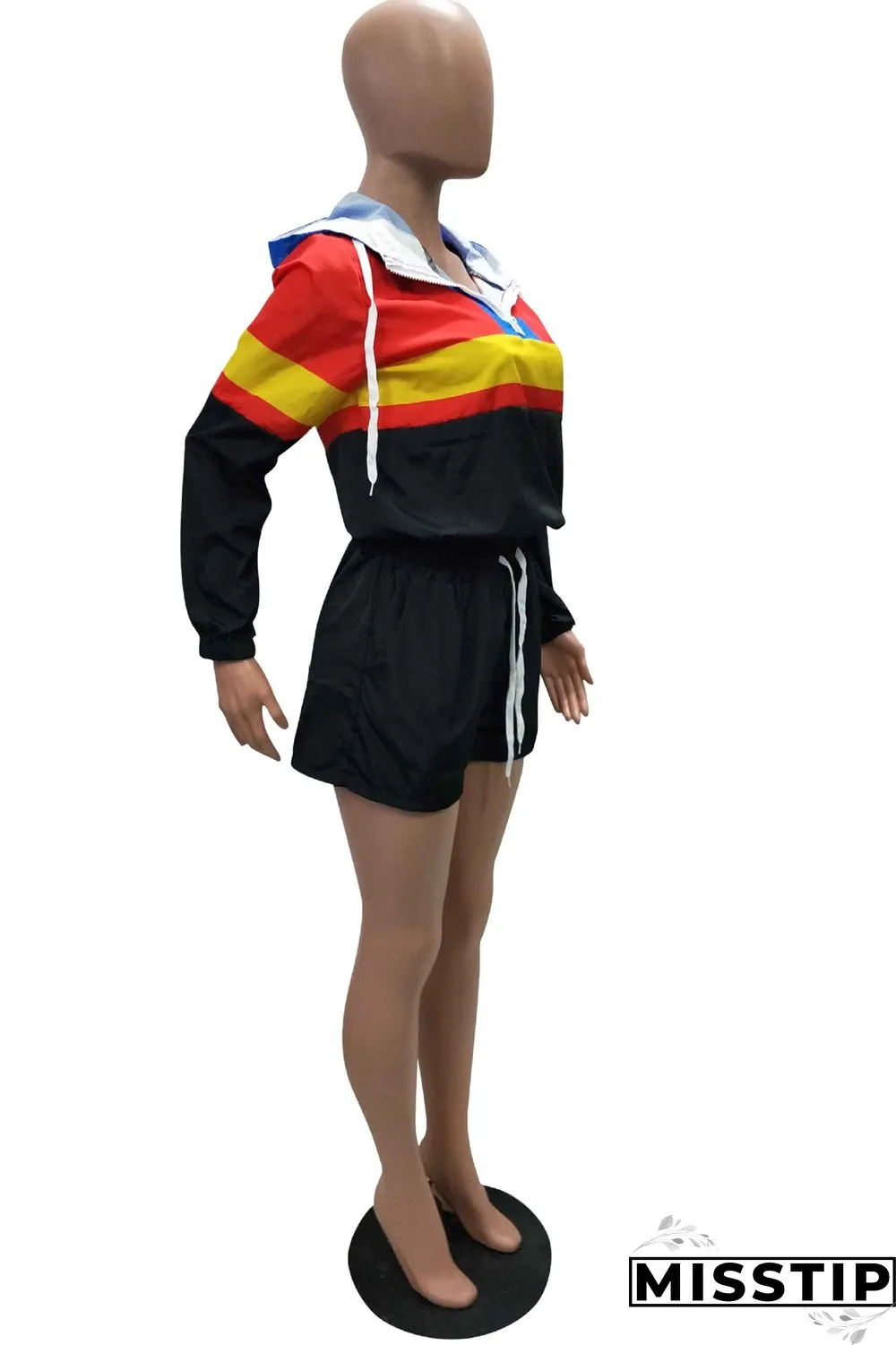 Green Casual Patchwork Sports Two-piece Set