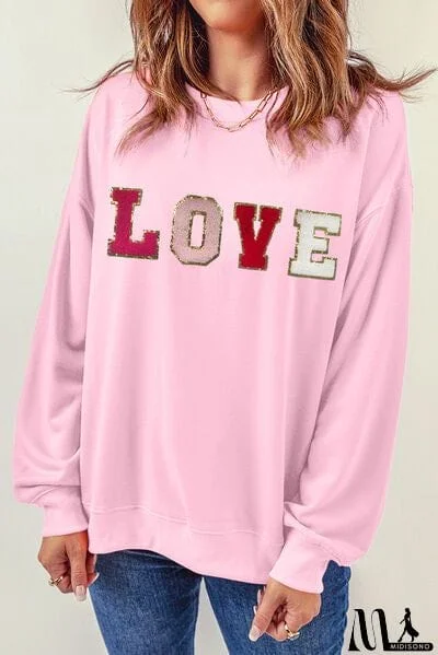 LOVE Round Neck Dropped Shoulder Sweatshirt