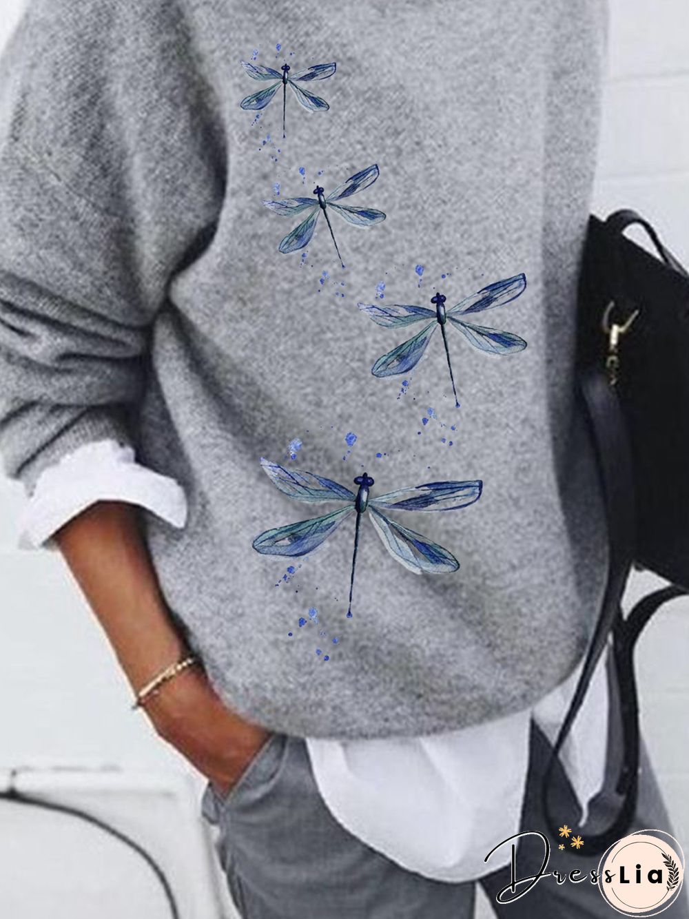 Dragonfly Casual Loose Long Sleeve Sweater