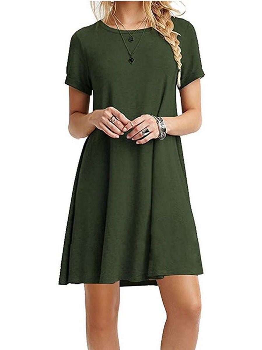 Girl'S Chiffon Dress With Round Neck And Short Sleeves