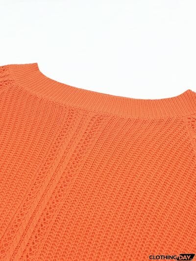 Openwork Off-Shoulder Long Sleeve Sweater