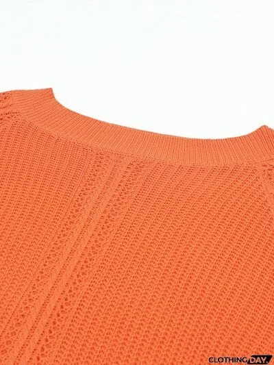 Openwork Off-Shoulder Long Sleeve Sweater