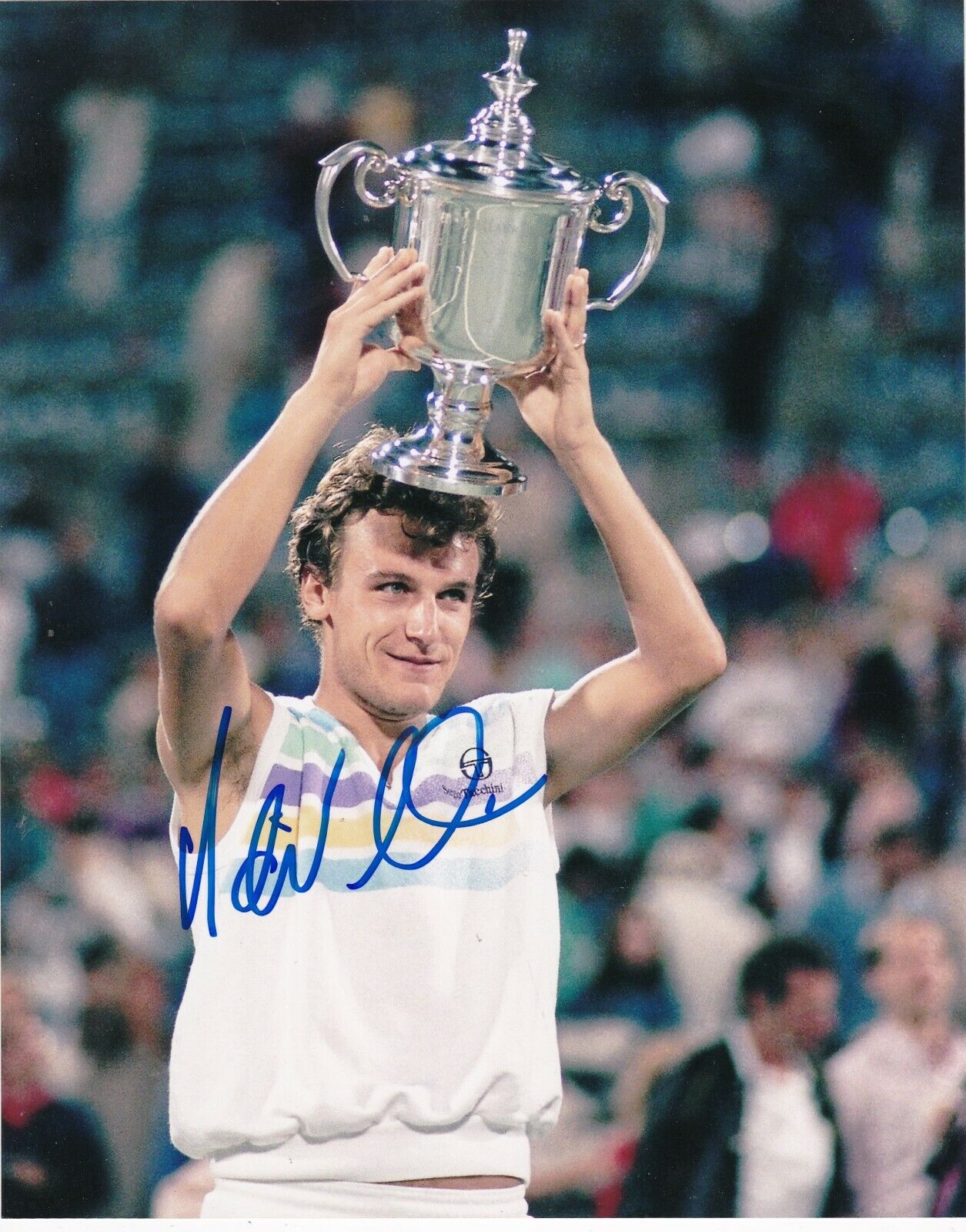 MATS WILANDER WIMBLEDON TENNIS CHAMPION ACTION SIGNED 8x10