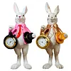 Easter Bunny Figurine with Top Hat and Pocket Watch Cute Small Bunny Table Clock for Spring Home Table Decor Party Supplies Gifts