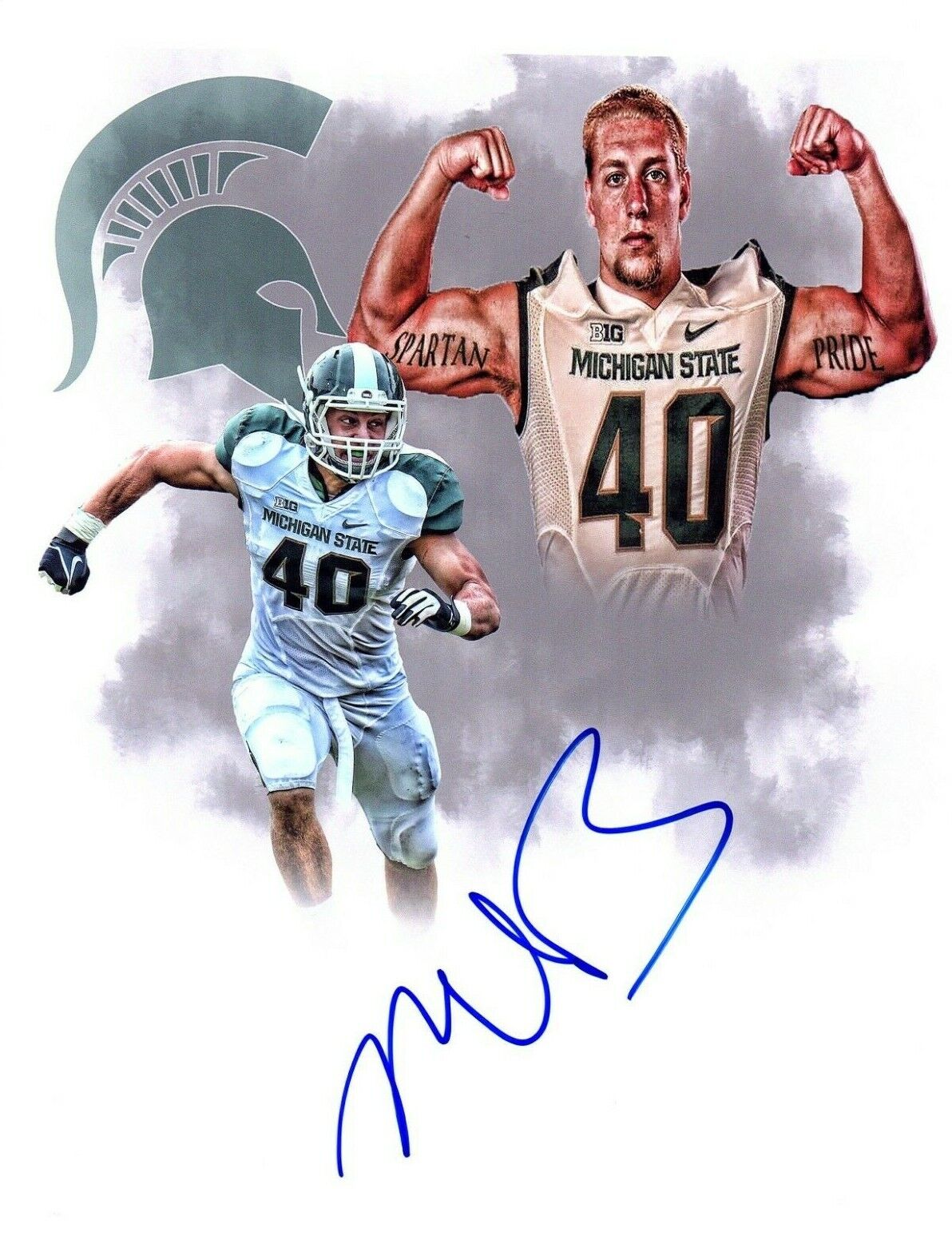 Max Bullough Michigan State signed autographed 8x10 football Photo Poster painting 2013 Champs