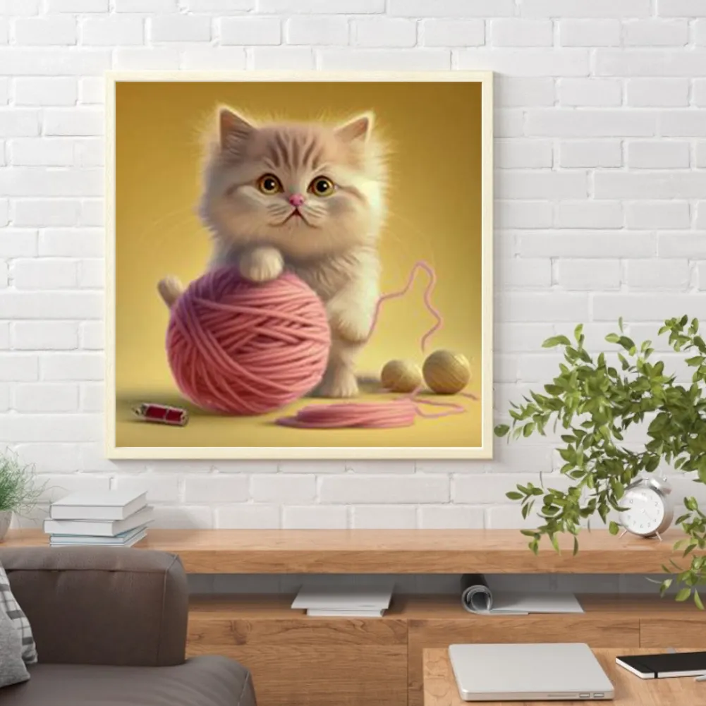 DIY Paint By Number 40*40cm - Cat Playing With Yarn