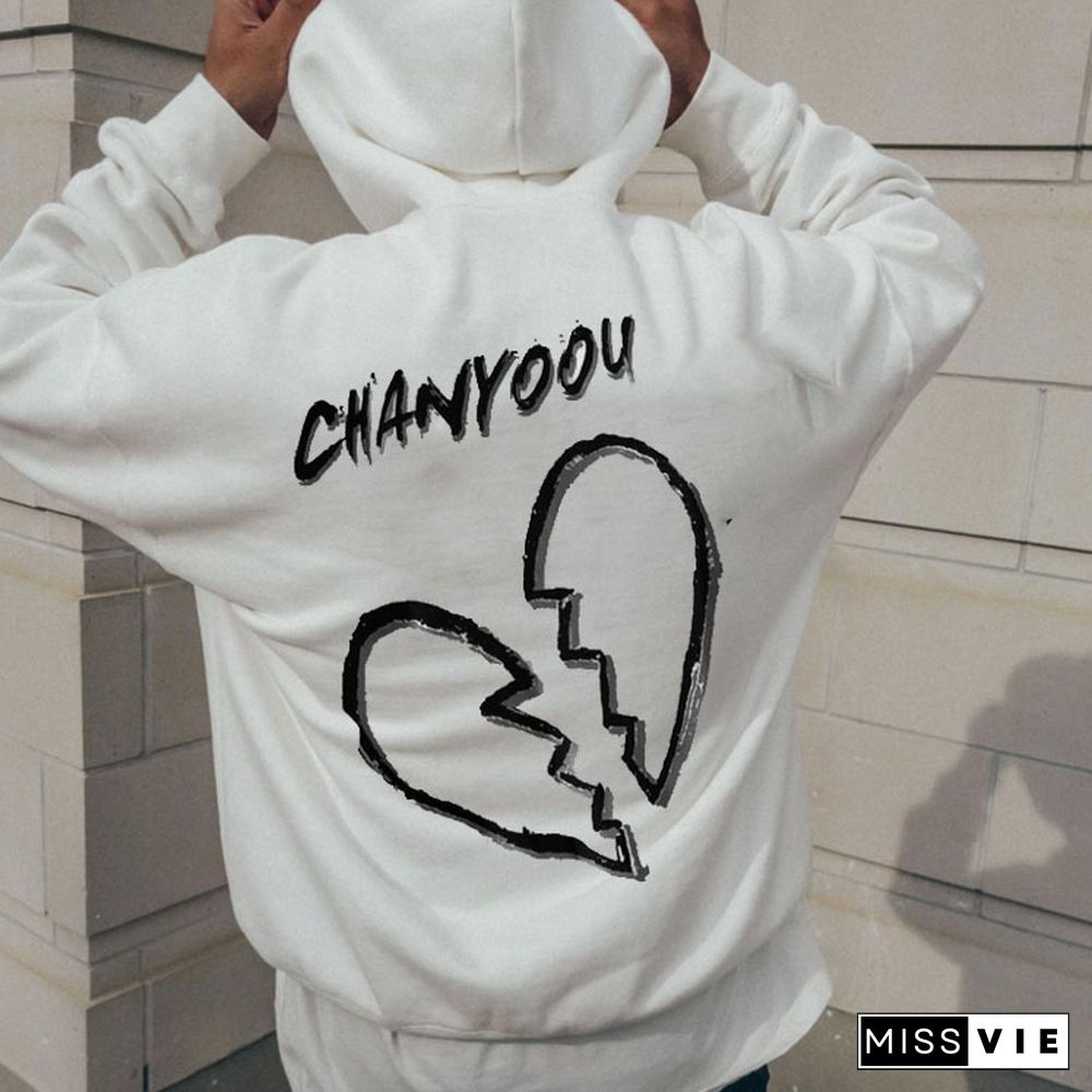 Unisex Sad Bear Print Oversized Hoodie