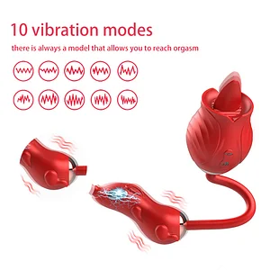 New Rose Double Head Tongue Licking Vibration Jump Egg For Women