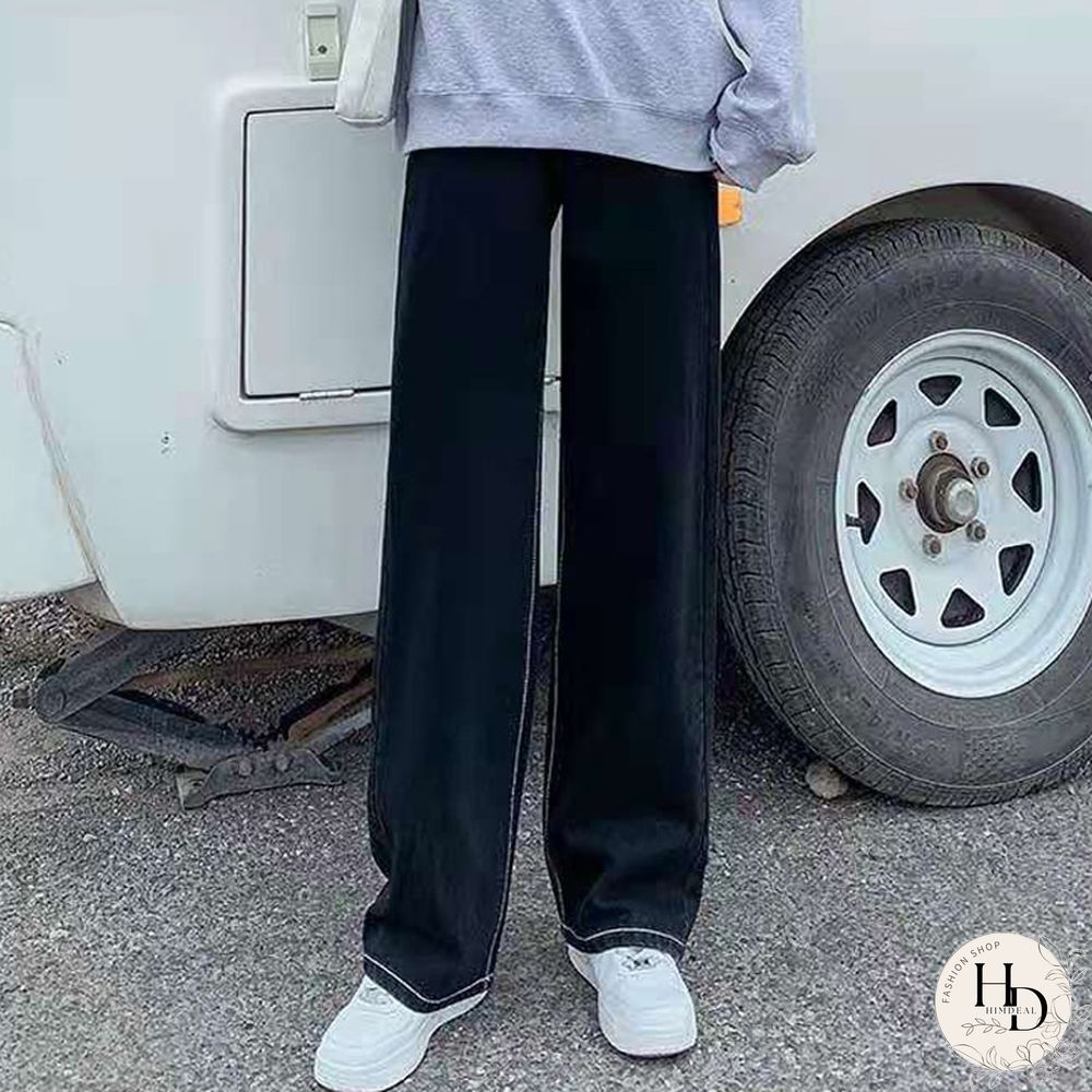 Autumn All Match Blue Denim Jeans Women High Waist Straight Casual Pants Korean Loose Fashion Black Female Baggy Jeans New