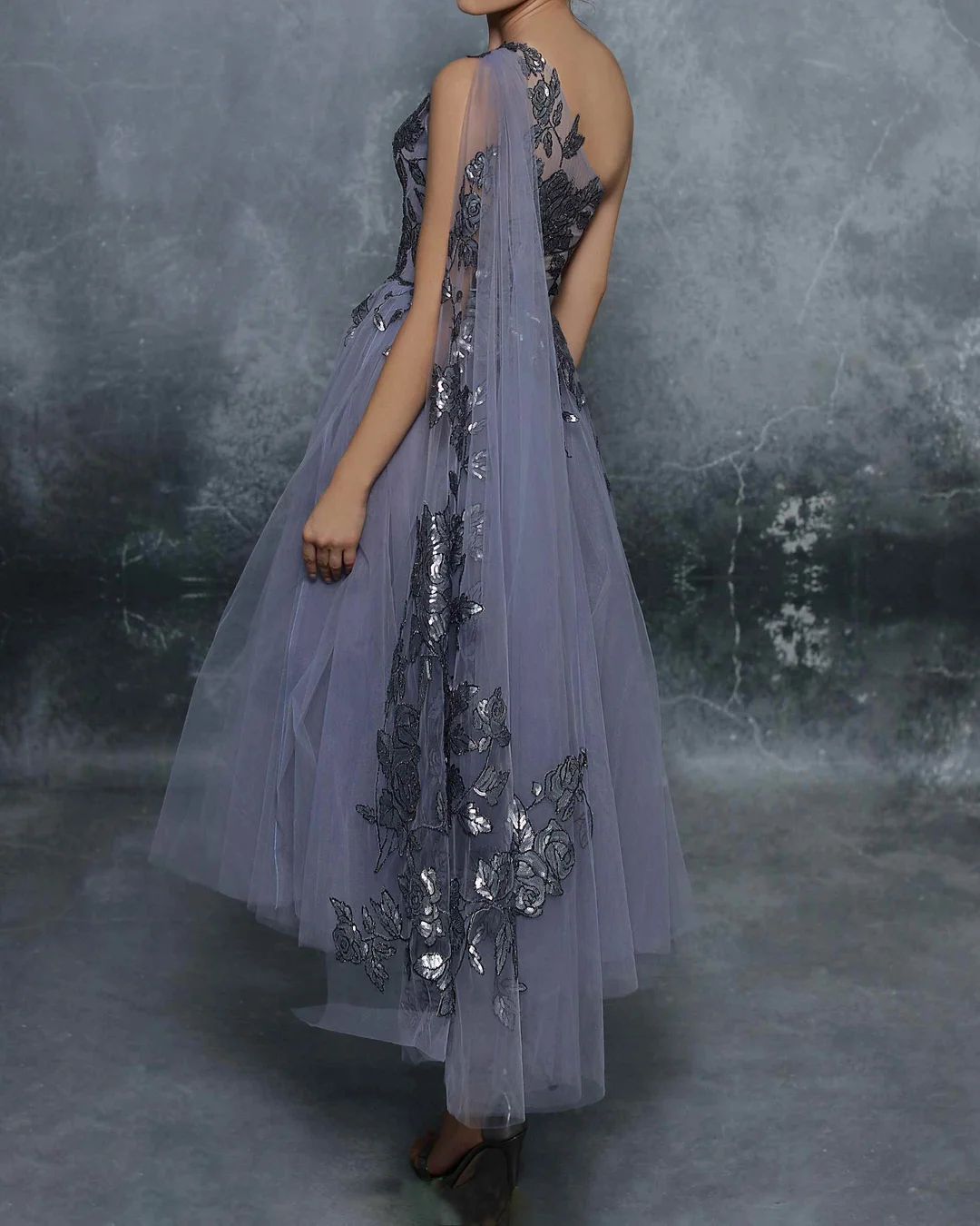 Women's Elegant Rhinestone Mesh Dress - 01
