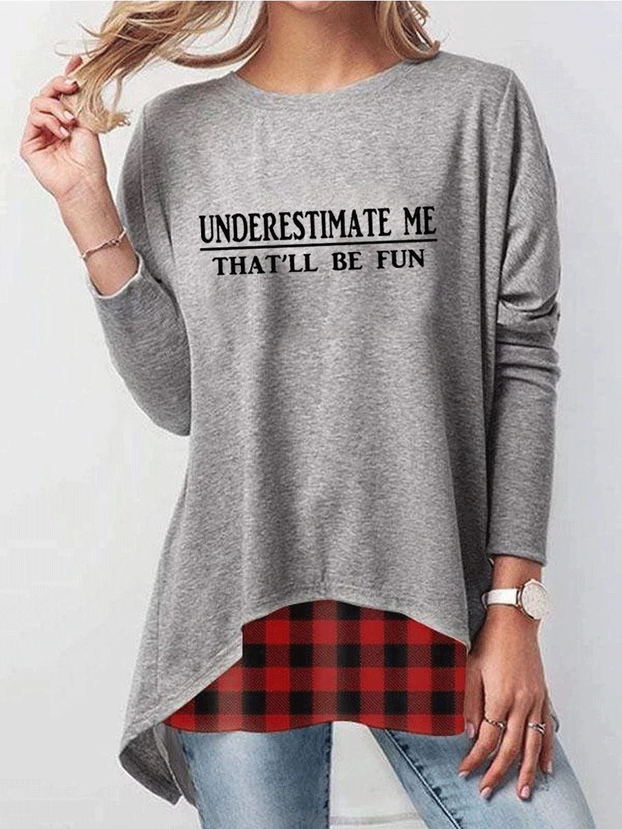 Underestimate Me That'll Be Fun Patchwork Plaid Top