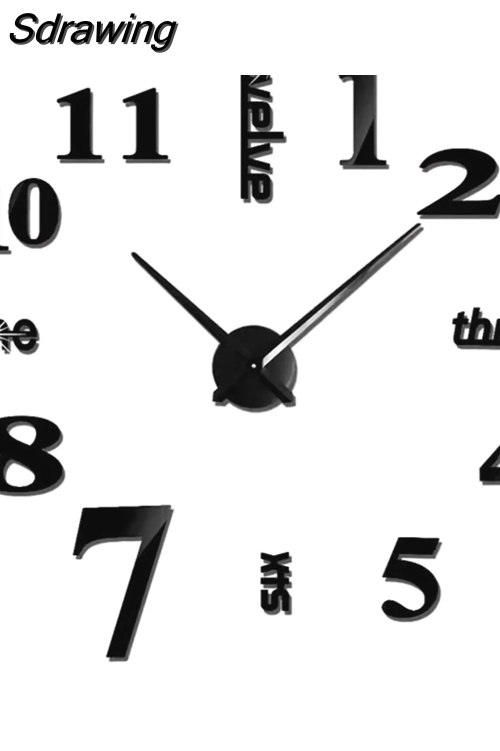 Sdrawing Wall Clock Luminous Frameless Wall Clocks DIY Digital Clock Wall Stickers Silent Clock for Home Living Room Office Wall Decor