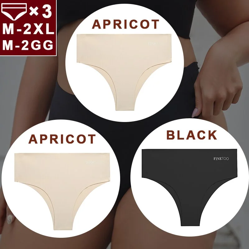 FINETOO 3PCS/Set Women Seamless Underwear Panties Ice Silk Lingerie Female Briefs Plus Size M-2XL Sexy Girls Breathable Pantys