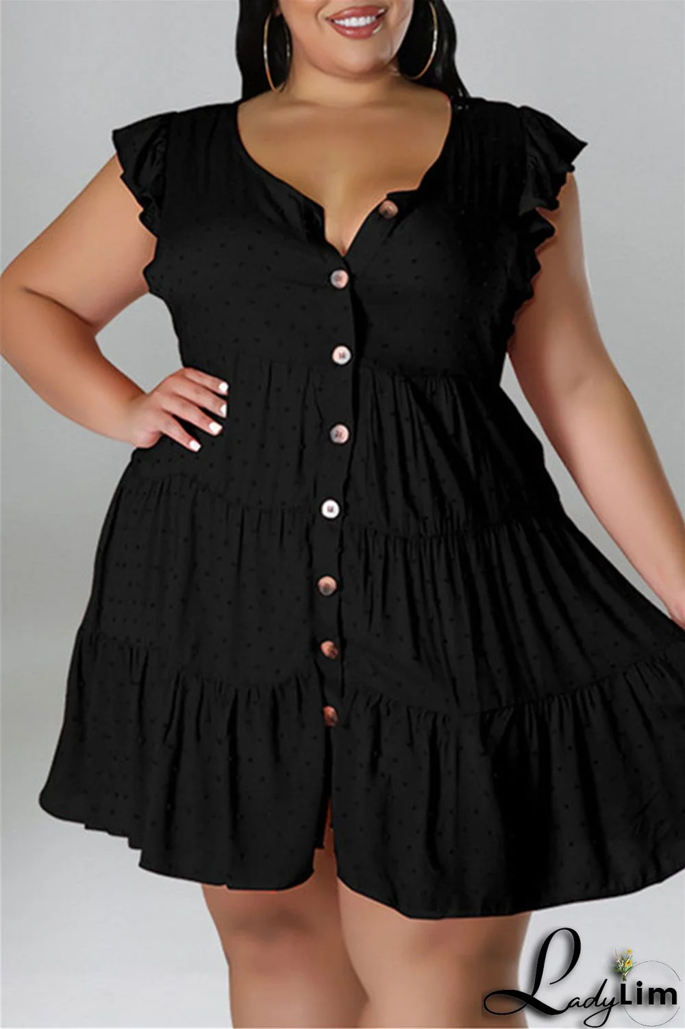 Black Fashion Casual Plus Size Solid Patchwork V Neck Sleeveless Dress