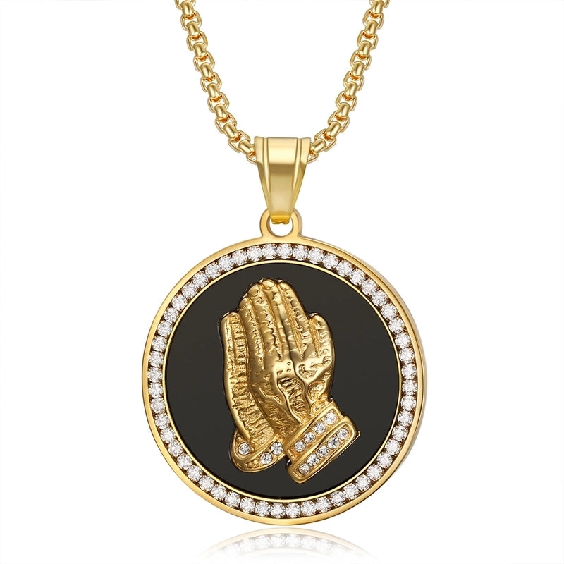 Hip-Hop Hand Titanium Steel Plating Zircon 18K Gold Plated Men’s