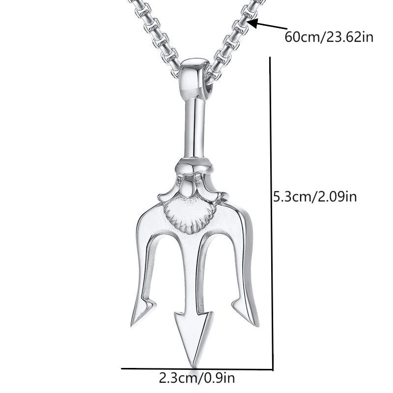Haiwang Trident Pendant Stainless Steel Necklace Original Cool Design Men’s Domineering Simple Hip Hop Sweater Chain