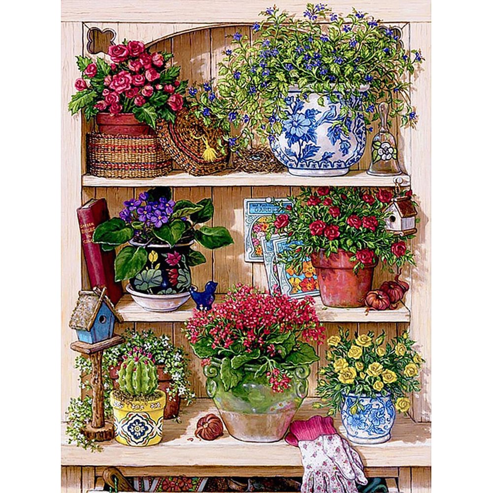 Flower Cabinets - 11CT Stamped Cross Stitch(40*53cm)