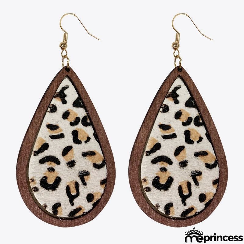 Teardrop Shape Wooden Dangle Earrings