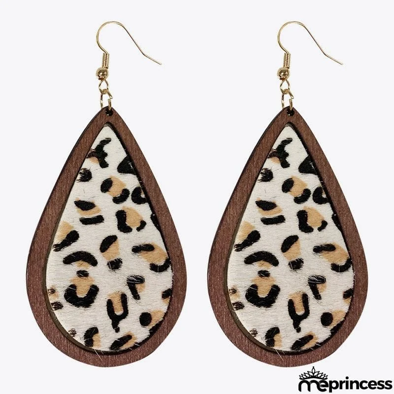 Teardrop Shape Wooden Dangle Earrings