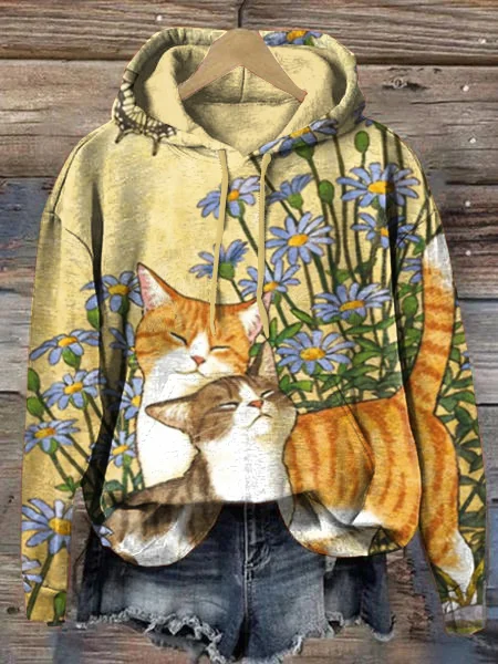 Cute Cat Casual Hooded Sweatshirt