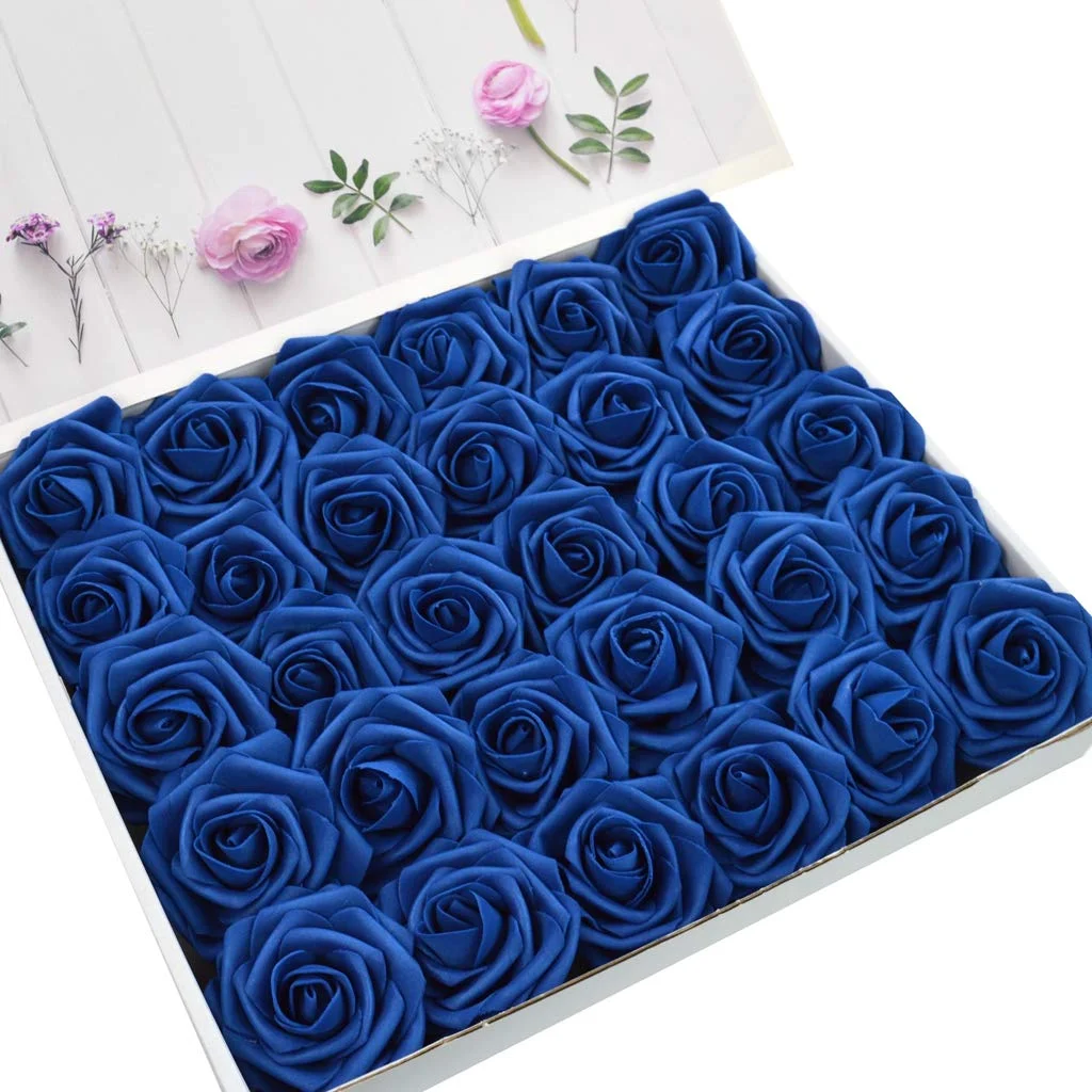 60pcs Artificial Roses Flowers Real Looking Fake Roses Decoration DIY for Wedding Bouquets Centerpieces