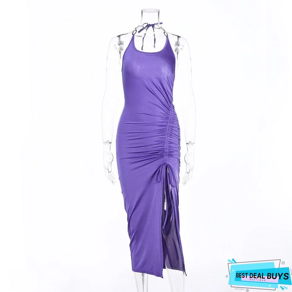 Stylish New Strap Chain Sling Irregular Long Skirt