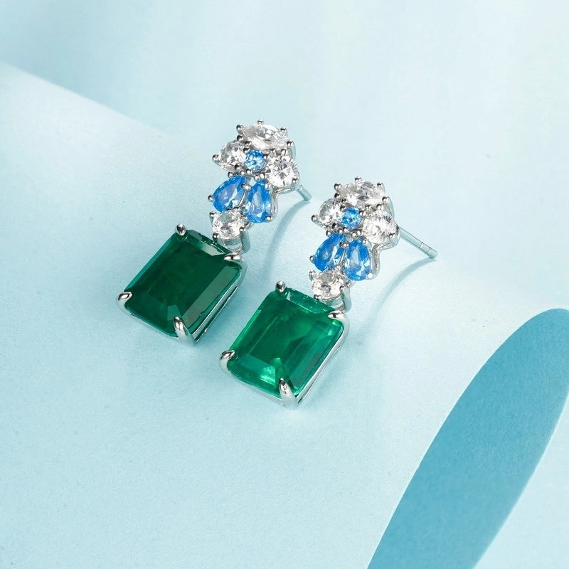 1 Pair Elegant Shiny Geometric Water Droplets Inlay 925 Sterling Silver High Carbon Diamond Drop Earrings