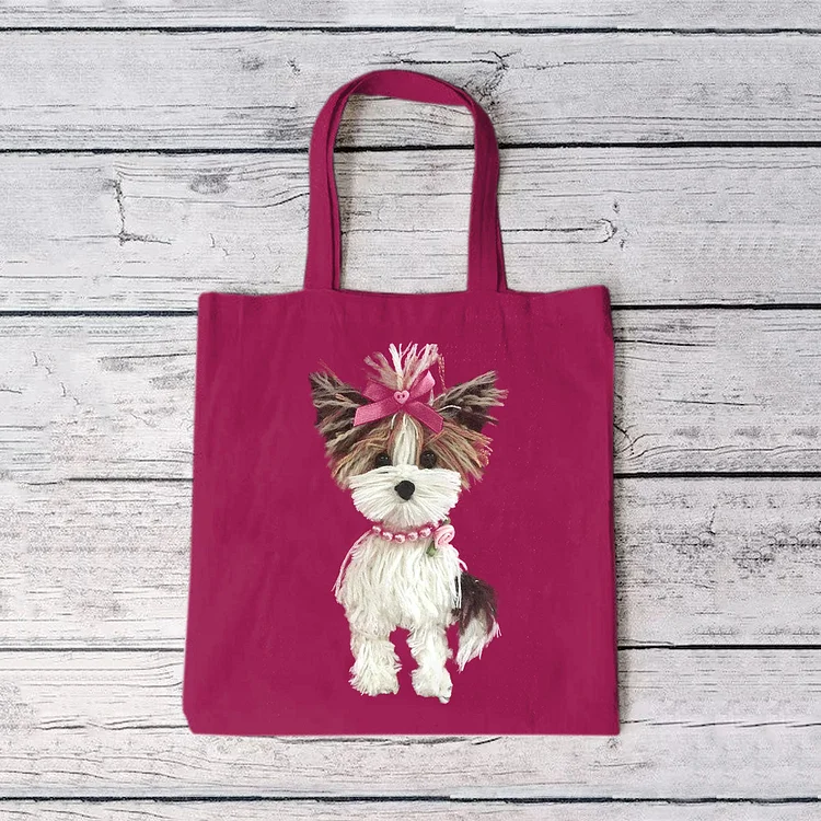 Retro Cute Dog Graphic Painting Art Canvas Bag