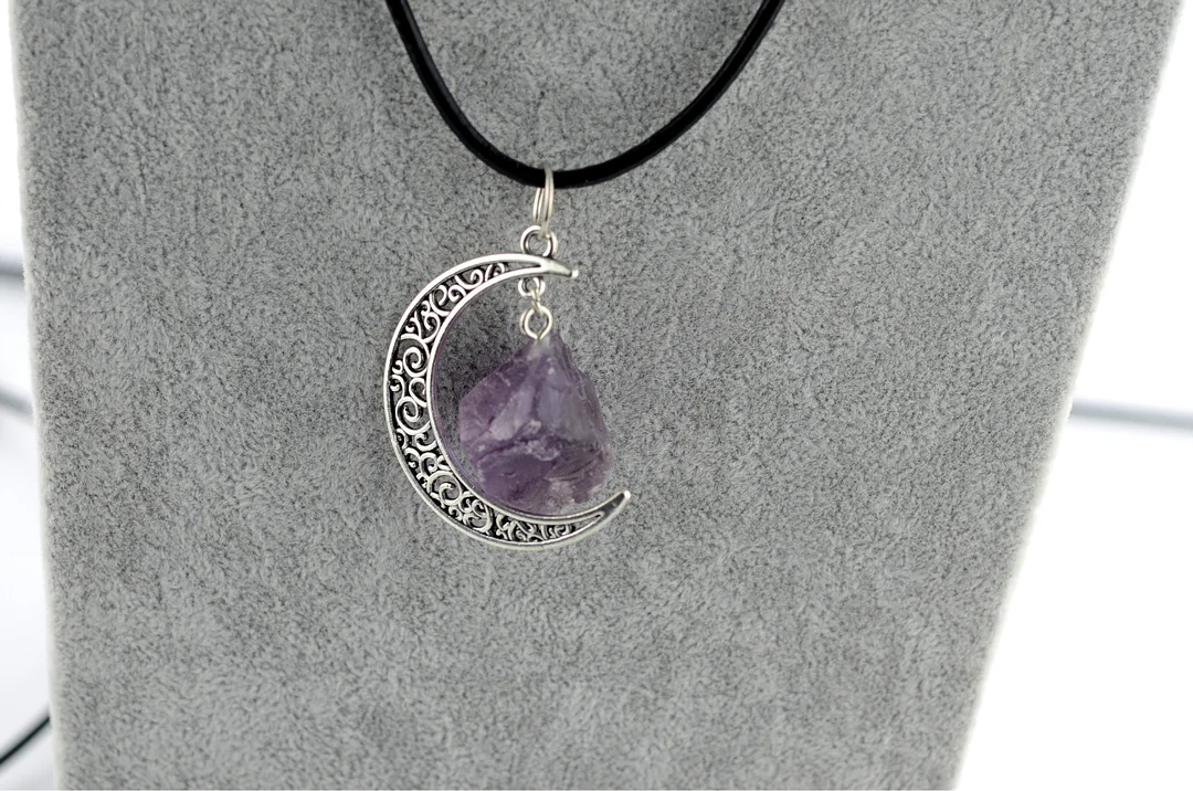 Healing Crystals Necklace Set Amethyst Rose Quartz Black Tourmaline Crystal Necklace