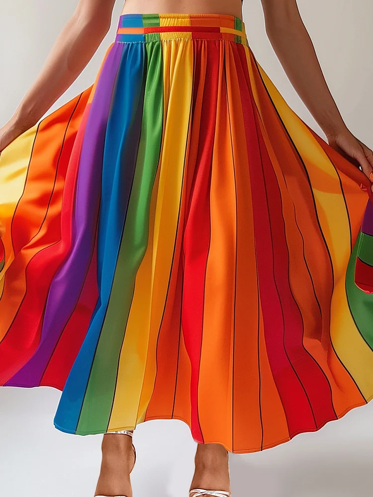Women's Rainbow Gradient Art Skirt